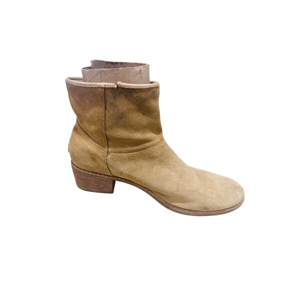 UGG Western Ankle Boots Cowgirl Tan Suede Round Toe Block Heel Casual Shoe Boho - Picture 15 of 15